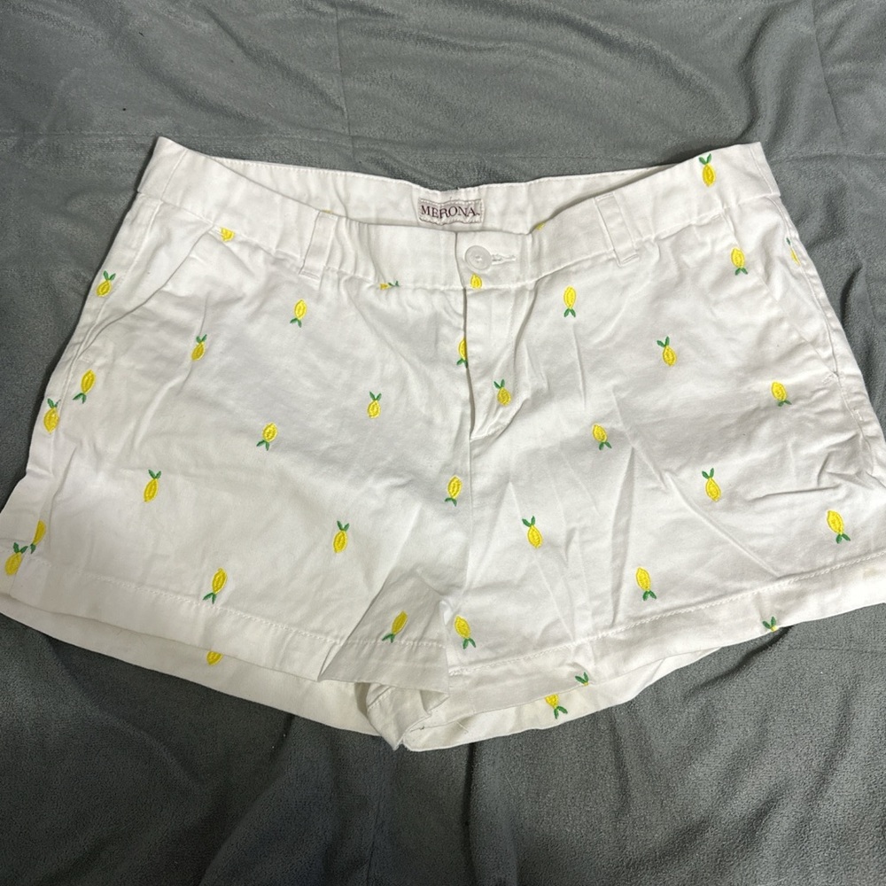 Merona White Shorts with Yellow Floral Pattern